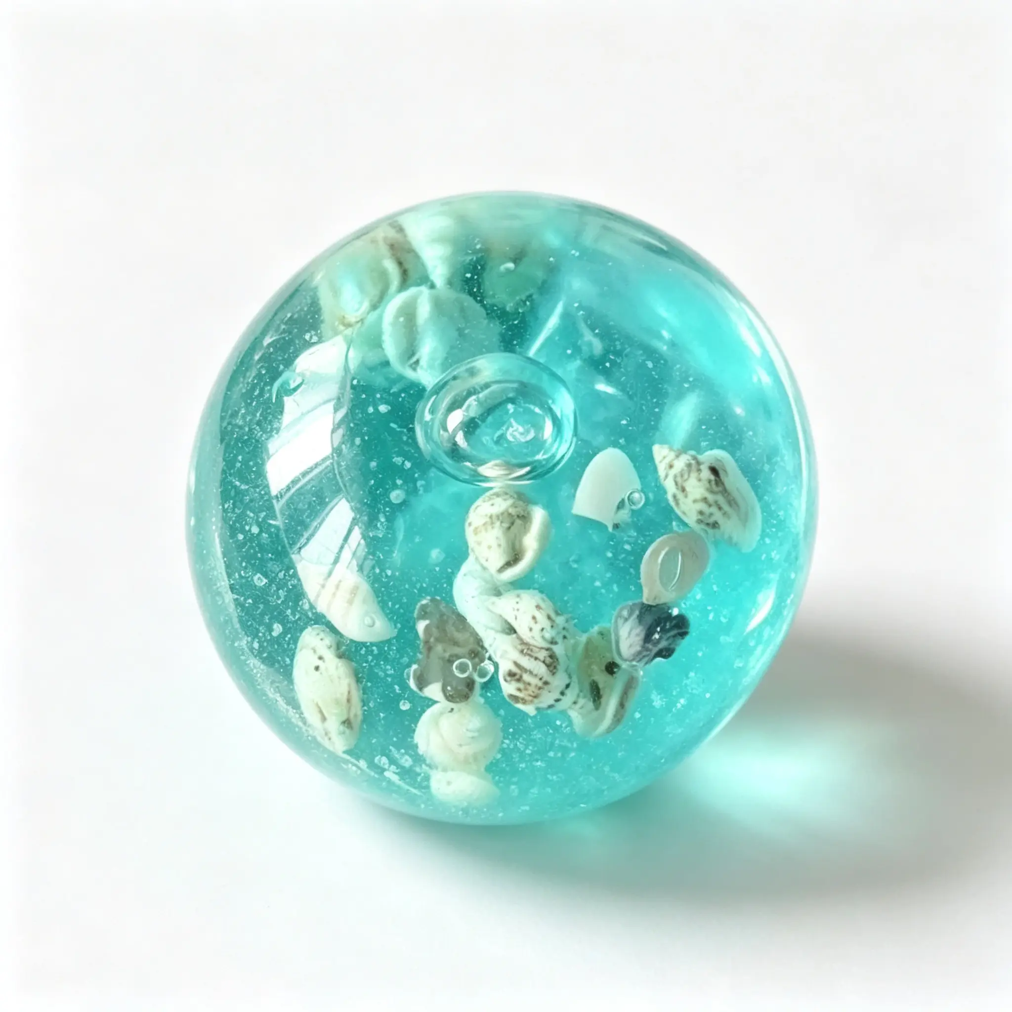 Ocean Seashell Transparent Hand Play Ball, Handmade Beach Themed Pocket Toy, Aesthetic Clear Round Hand Toy, Cute Desk Ornament, Party Favor, Fun Mini Item, Birthday & Holiday Gift, Ideal Small Present for Friends