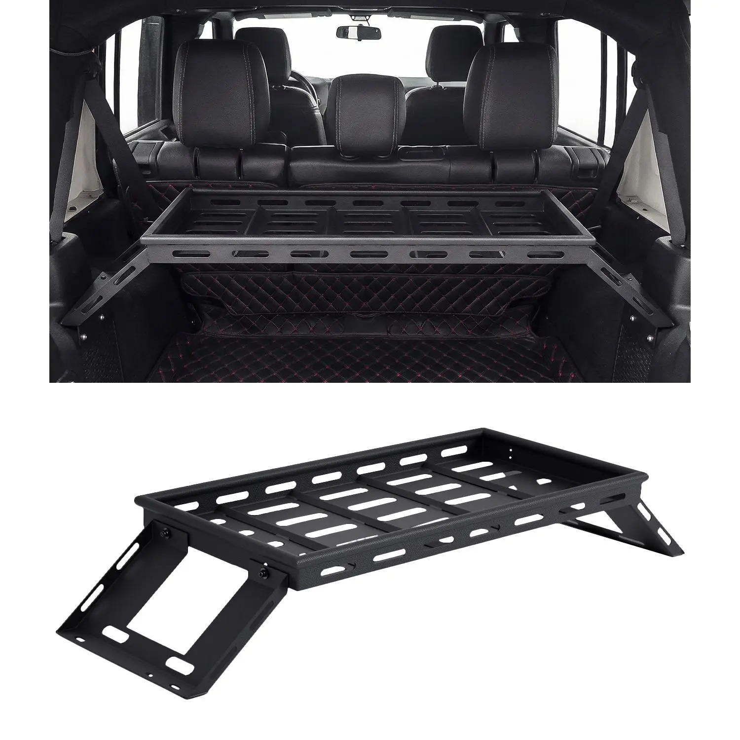 Heavy-Duty Rear Trunk Cargo Storage Rack for Wrangler Unlimited 4DR – 350LBS Capacity, Rust-Resistant, Bolt-On, Perfect for Off-Road & Camping Gear, Black