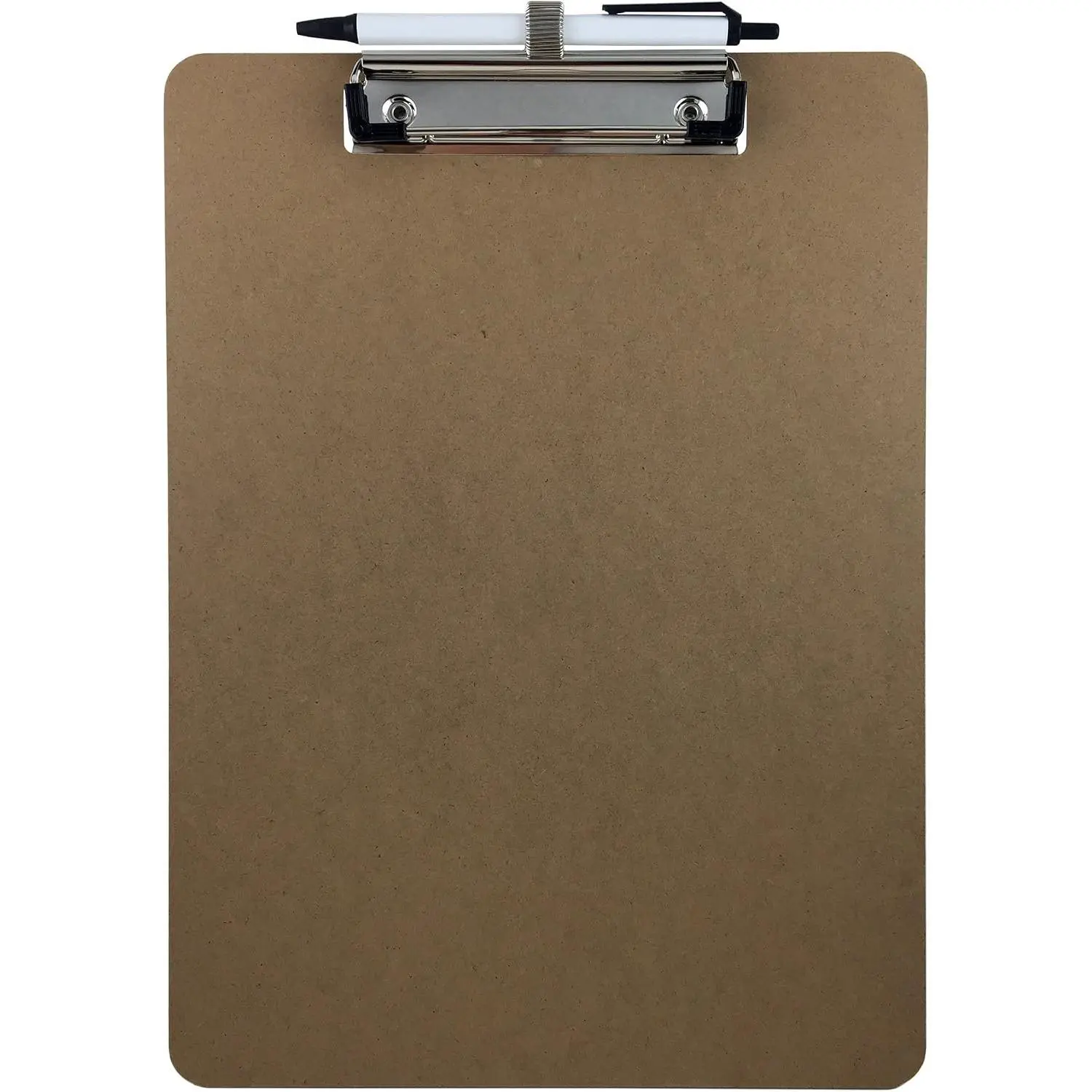Pen Holder Clipboard, Letter Size, Low Profile Clip, Hardboard Single (Pen Included)