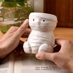 Halloween Mummy Ceramic Cup, 400ML Creative 3D Skull Design, Perfect for Milk, Coffee, Juice, Tea, Halloween Gifts, Office Parties