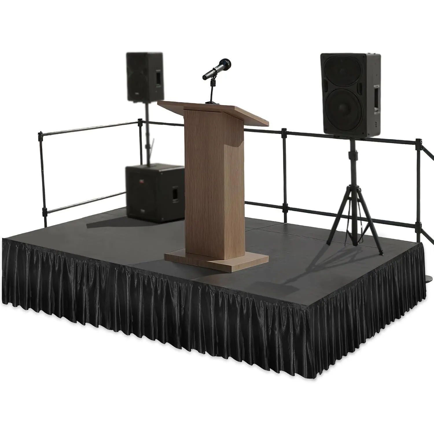 Portable Wrinkle-Free 16’ X 28” Satin Platform Stage Skirting for Events Wedding Ceremony