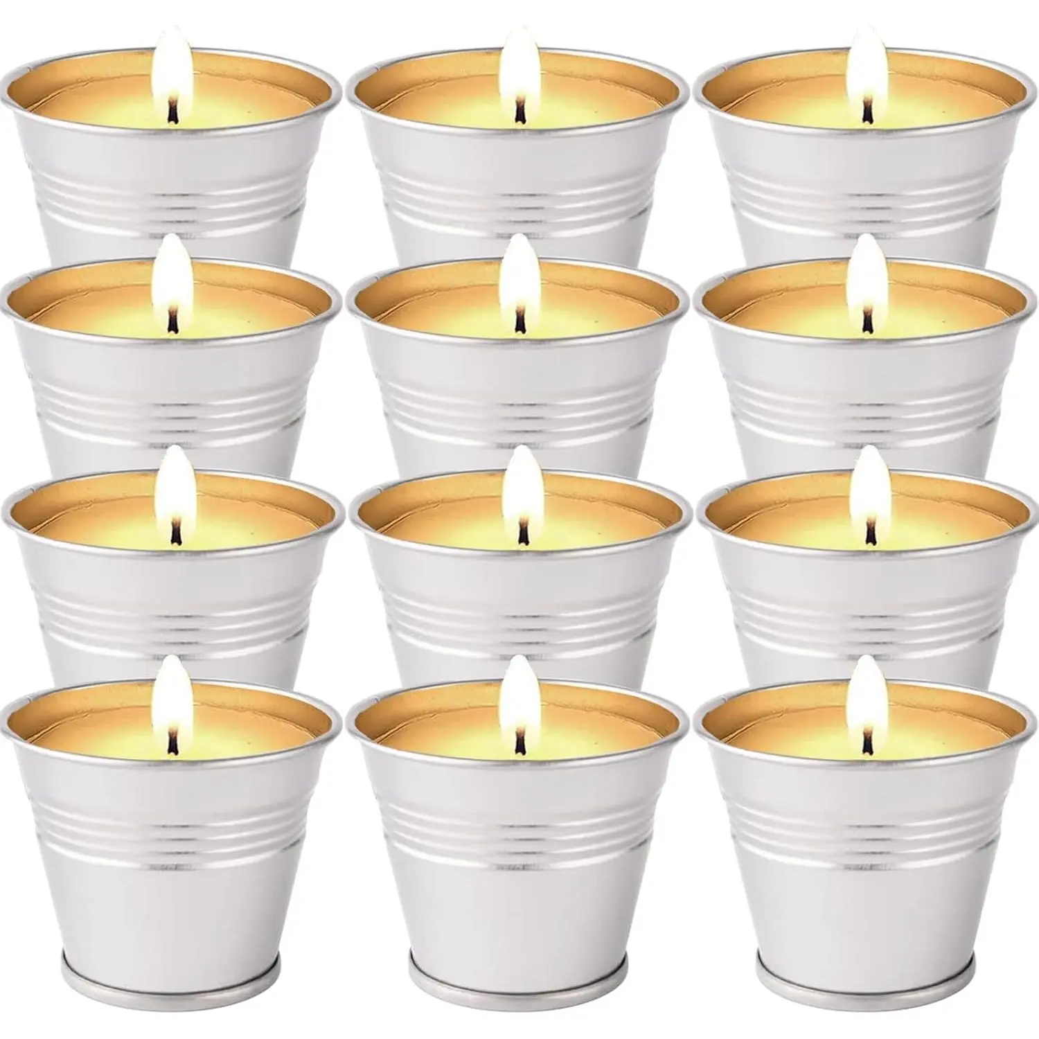 Citronella Candles Outdoor, 12 Pack Citronella Candle Set Made with Citronella Oils and Natural Soy Wax, 120 Hour Burn Time, 2 oz Small Bucket Candles for Patio, Home, Backyard