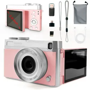 Side Flip Screen Digital Camera with 5MP Effective Resolution, 2.8" HD Display, Rotary Dial Menu, 27 Filters, Memory Card Included, Camera for Teens & Students