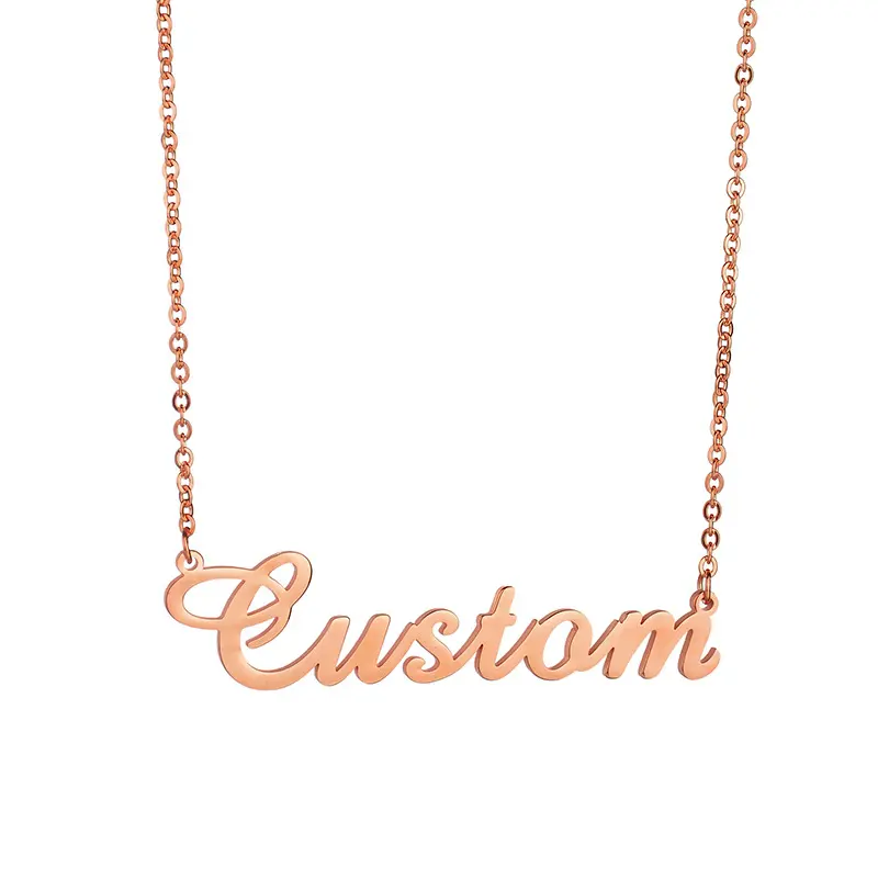 Custom Engraved Stainless Steel Pendant Necklace Personalized Name Letter Clavicle Necklace Adjustable Chain Gift For Women,Personalized Name Engraved Necklace Custom Text Stainless Steel Pendant Adjustable Clavicle Necklace Jewelry Gift For Her