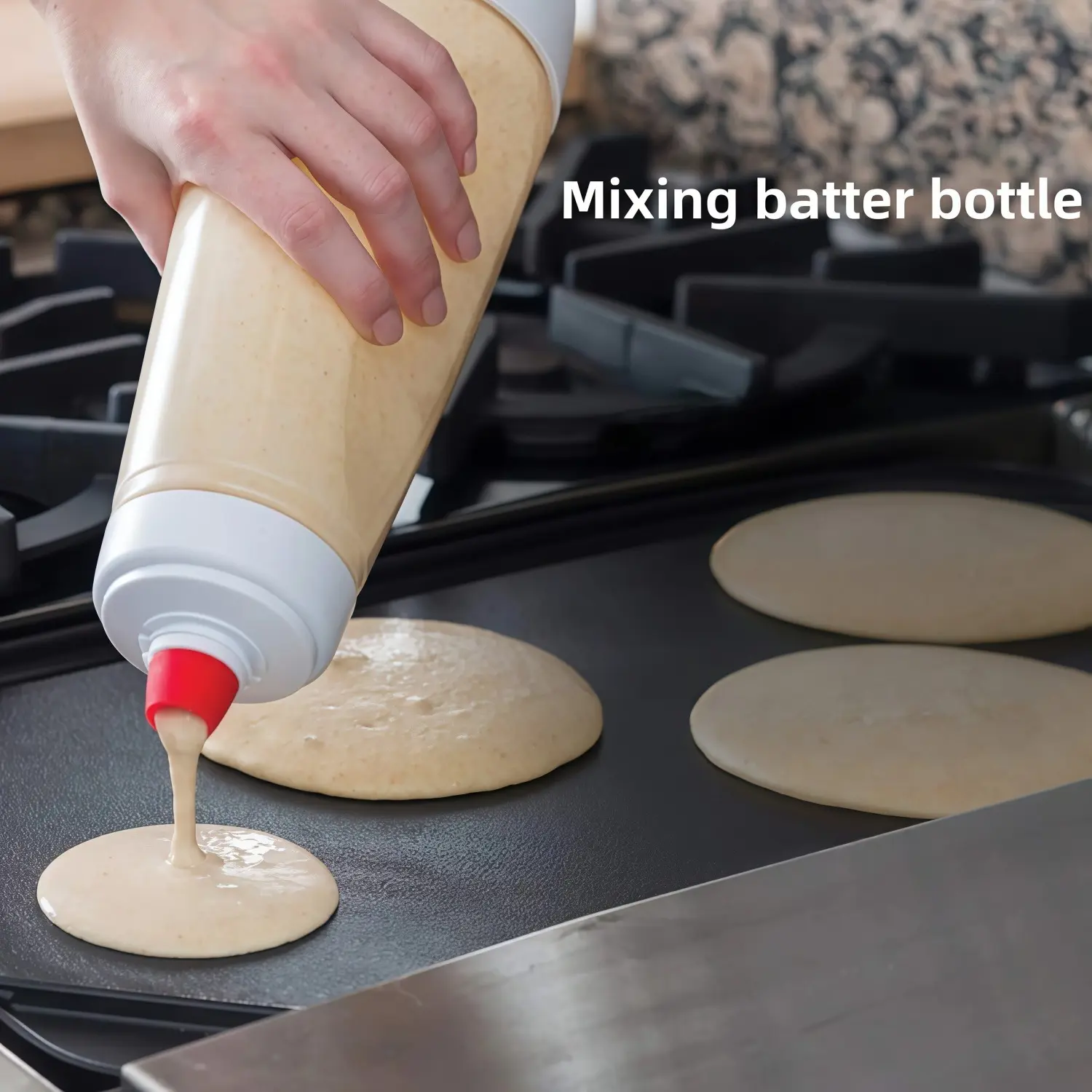 ONESHOW HOME 3Pack Pancake Batter Dispenser and Mixer with BlenderBall for Pancakes Waffles Muffins & Cupcakes Easy Pour Spout Reusable Plastic Silicone Kitchen Bakeware 4.5 Cup Capacity cooking utensils Value Pack Gadgets deals for you restock