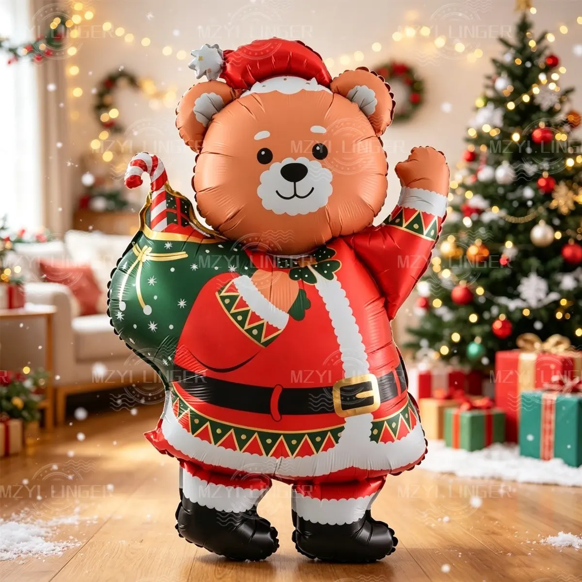 Cute Large Christmas Bear Aluminum Foil Balloons, New Year Party Home Decor, Christmas Party Props, Holiday Kids Gift Items
