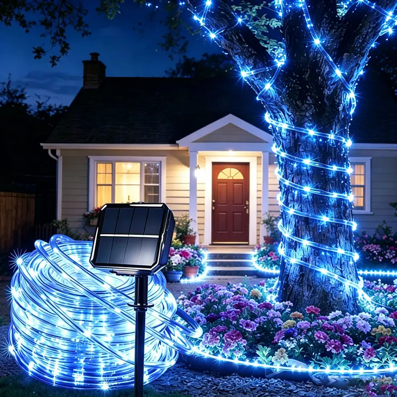 Solar String Lights Outdoor Waterproof 100 LED 33FT Solar Rope Lights with 8 Modes, Fairy Lights for Patio, Garden, Tree, Christmas, Wedding, Yard, Fence, Party, Indoor & Outdoor Decor