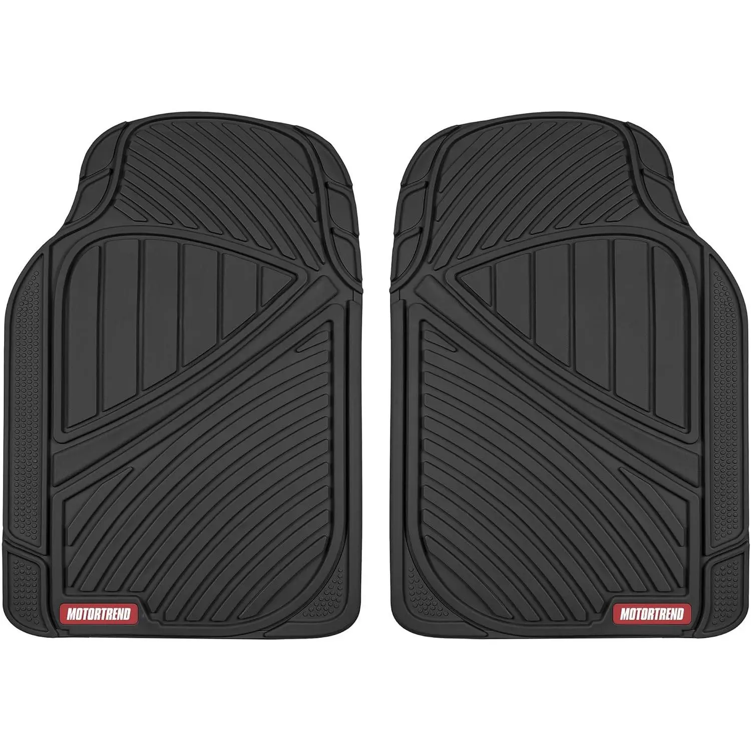 Motor Trend FlexTough All-Weather Rubber Car Floor Mats Set of 2 Front Liners - Heavy Duty Waterproof Automotive Floor Mats for Cars, Trucks & SUVs, Universal Trim-to-Fit, Interior Carpet Protection