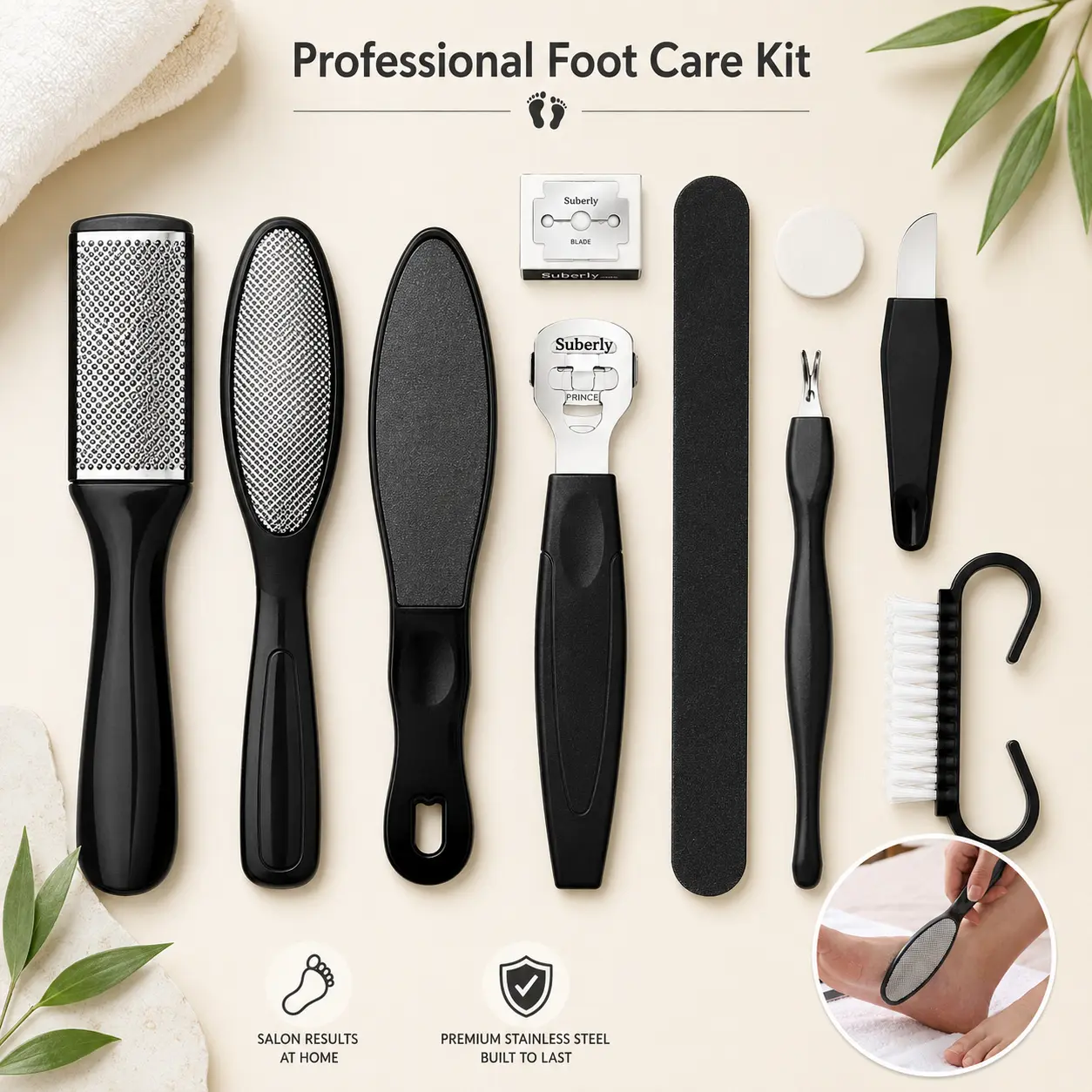 8-in-1 Pedicure Kit, Professional Pedicure Tools Foot Rasp Foot Dead Skin Remover for Home & Salon Care