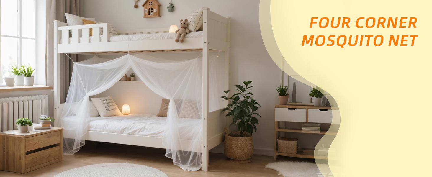4 Corners Net for Bed,White Net para Mosquiteros for Bunk Beds,Dorm Twin Bed,Tight Weave Insect Netting,for Camping Home,Dormitory,Housing Bed Bug Protection(2m*1.5m)