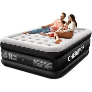 Queen Air Mattress with-in Pump, 18" Raised, 48Hr Leak-Test, Pillar, Supports 800 lbs, 3-Min-Inflatable Bed for Home Guests & Camping