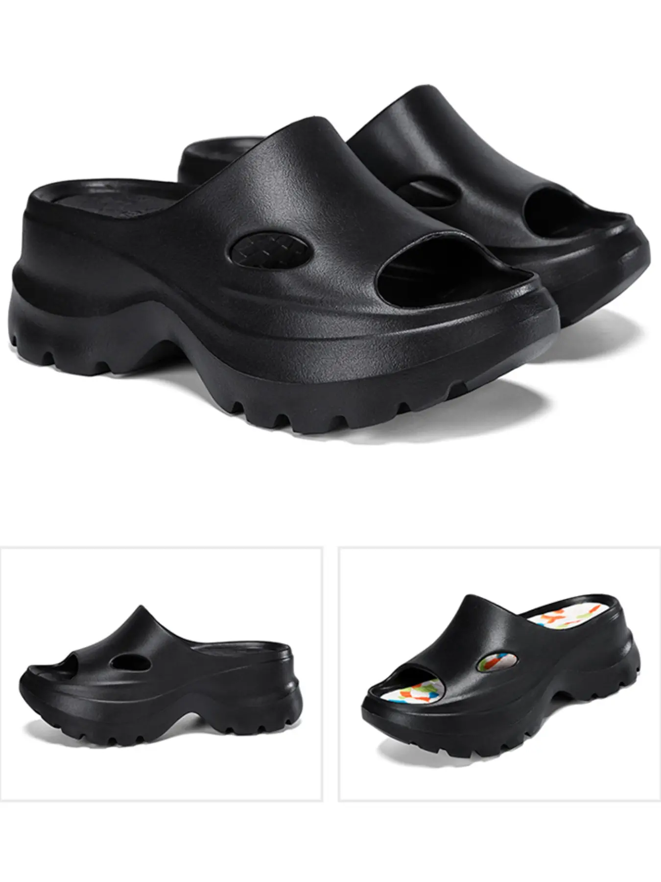 1 Pair Women's Fashion Sporty Thick Bottom Comfort Cloud Slip Ons Thick Soled Slippers, Soft Elastic Pixel Material, Ergonomic Arch Support, 7cm Heightening Shock Absorption Rebound Sole, Suitable for Home, Gym, Beach and Daily Wear, Summer Beach Slippers