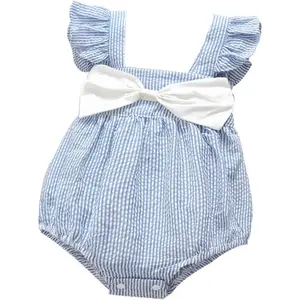 Ding-dong Baby Girl Summer Striped Triangle Romper