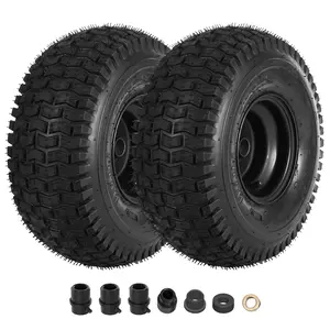 2026 New 2pcs 15*6-6 15x6.00-6 Lawn Mower Tires and Wheels, 4-Ply Tubeless Replacement Riding Lawn Mower Tires, for Garden Lawn Tractor Patio Decor, 3/4" Bushing Ideal for Father's Day Birthday Xmas