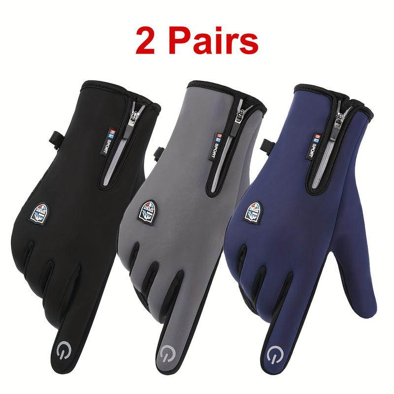 2 Pairs Windproof Winter Cycling Gloves for Men & Women - Thermal Touchscreen Compatible with Devices, Zipper Closure, Non-Slip Grip - Cold Weather Cycling, Skiing, Outdoor Sports - Ideal For Christmas, Halloween, Valentine's - Machine Washable Poly 2 Pairs Windproof Winter Cycling Gloves for Men & Women - Thermal Touchscreen Compatible with Devices, Zipper Closure, Non-Slip Grip - Cold Weather Cycling, Skiing, Outdoor Sports - Ideal For Christmas, Halloween, Valentine's - Machine Washable Poly