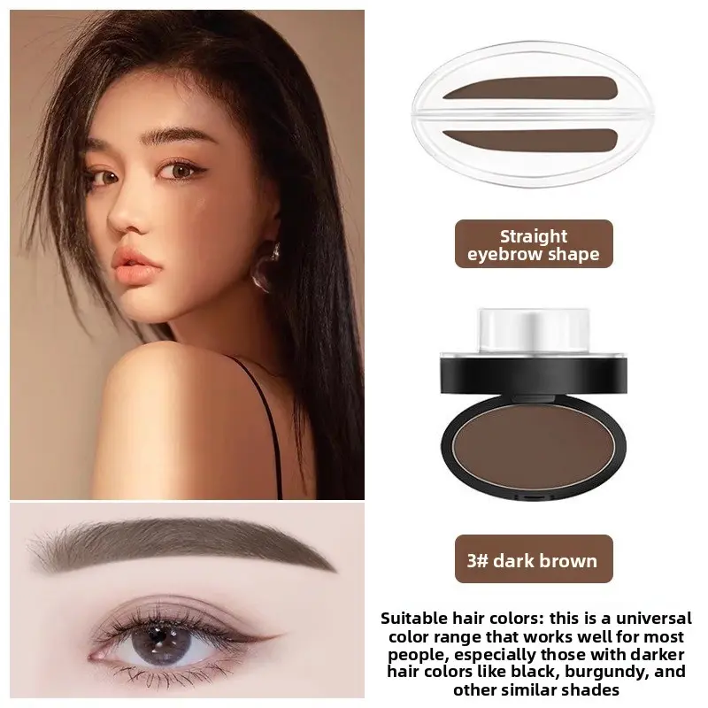 Lazy Eyebrow Stamp Powder Tool, Eyebrow Makeup Products, Two Eyebrow Shapes: Straight Eyebrows / Willow Leaf Eyebrows, Waterproof, Sweat-resistant and Smudge-proof, Easy and Friendly for Beginners