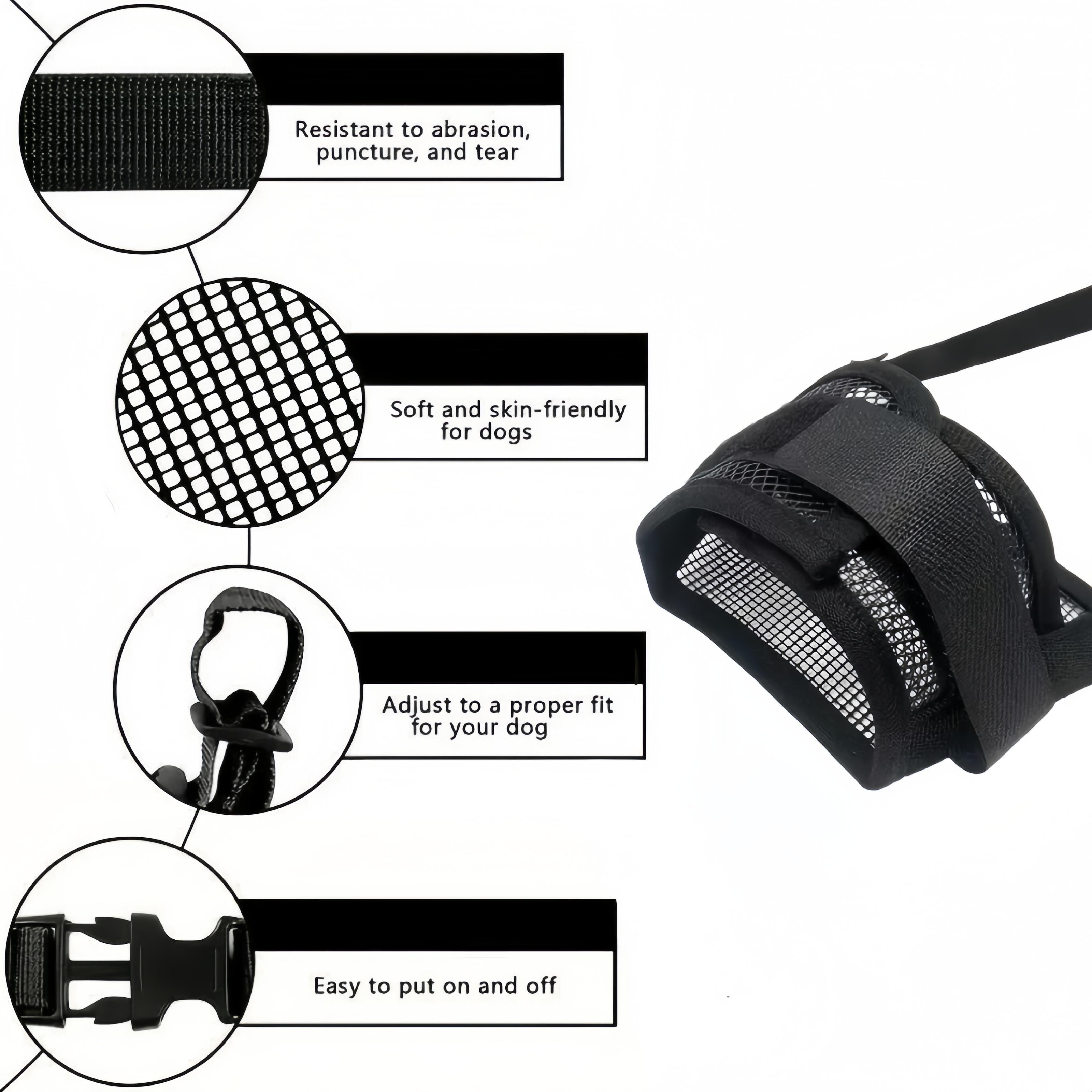 Dog Muzzle for All Breeds - Breathable Air Mesh Adjustable Anti-Bite Dog Muzzle Stops Barking, Scavenging, Licking, and Chewing - MM1