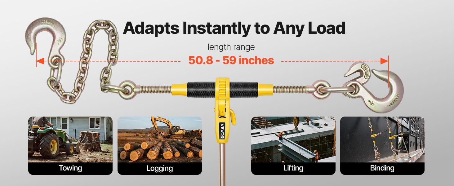 Ratchet Chain Binder, 9200 lbs Working Load, Chain Binders Compatible with 3/8 in - 1/2 in Chains, Heavy Duty Ratchet Load Binder with Handles for Truck, Tie Down, Hauling, Towing, Logging