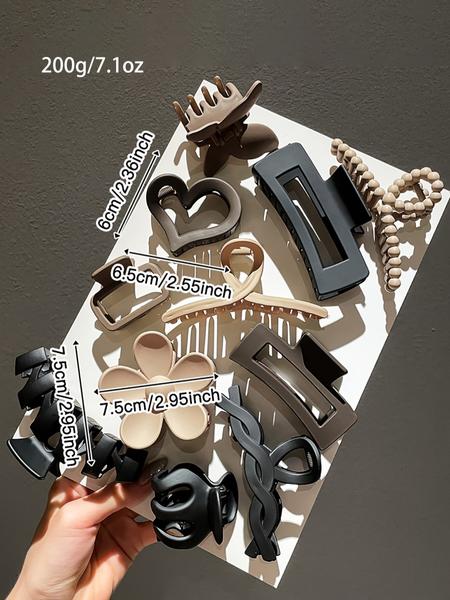 10-11 Piece Matte Hair Claw Set, Flower Hair Clip, Butterfly Flower Heart Design, Casual Style, All Seasons, Daily Commute, Makeup Spa Accessories, Hair Claws Set