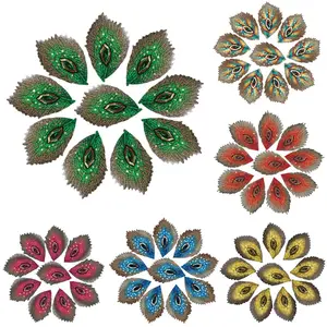 10PCS Peacock Feathers Phoenix Sequined Mesh Embroidered Sew Iron On Patch Badges For Wedding Clothes Dress DIY Applique Decor