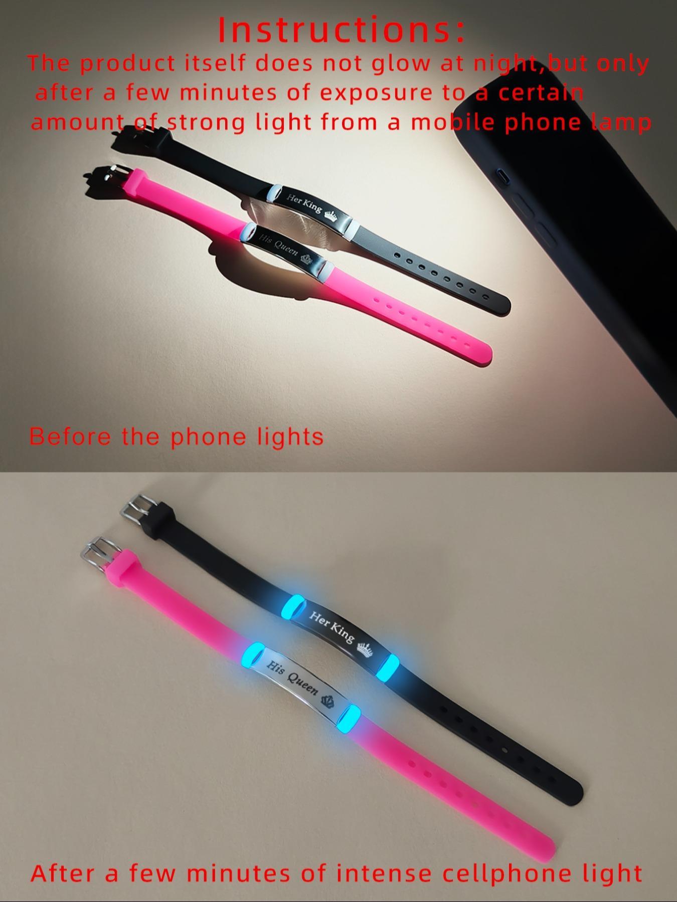 Couple Crown Pattern Luminous Couple Bracelet Set, Fashionable Glow in The Dark Bracelet for Women & Men, Trendy All-match & Exquisite Jewelry for Birthday Gift, Fashion Accessory