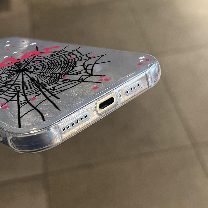 Black spider web pattern, phone case for iPhone17promax, 16 15pro 14plus 13 12Pro 11 Pro Max shockproof full camera protection durable slim silicone case phone case.QX484