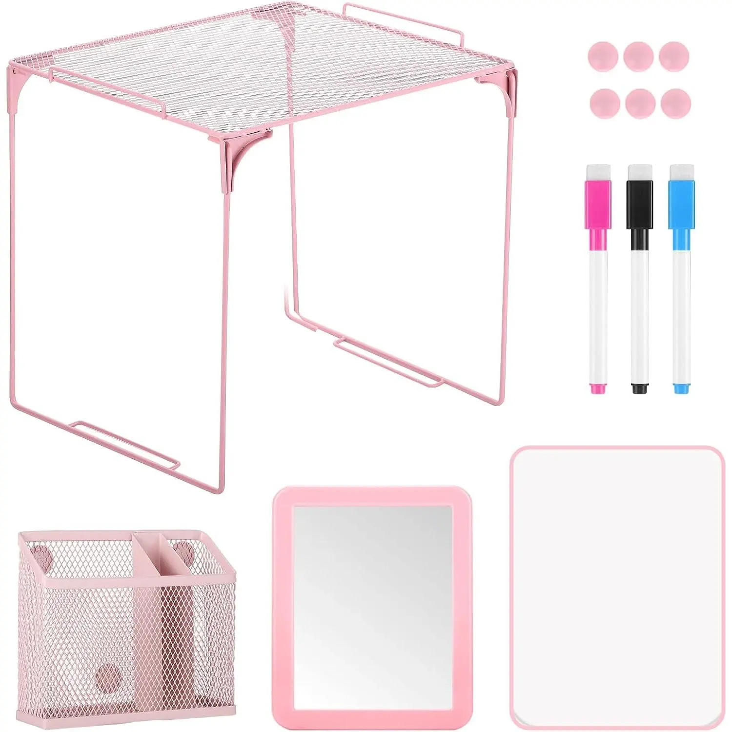 13 Pcs Pink Locker Accessories for Girls Locker Organizer Kit | Back to School Party Office School, Locker Shelf for Girls Including Organizing Shelf Magnetic Whiteboard Mirror