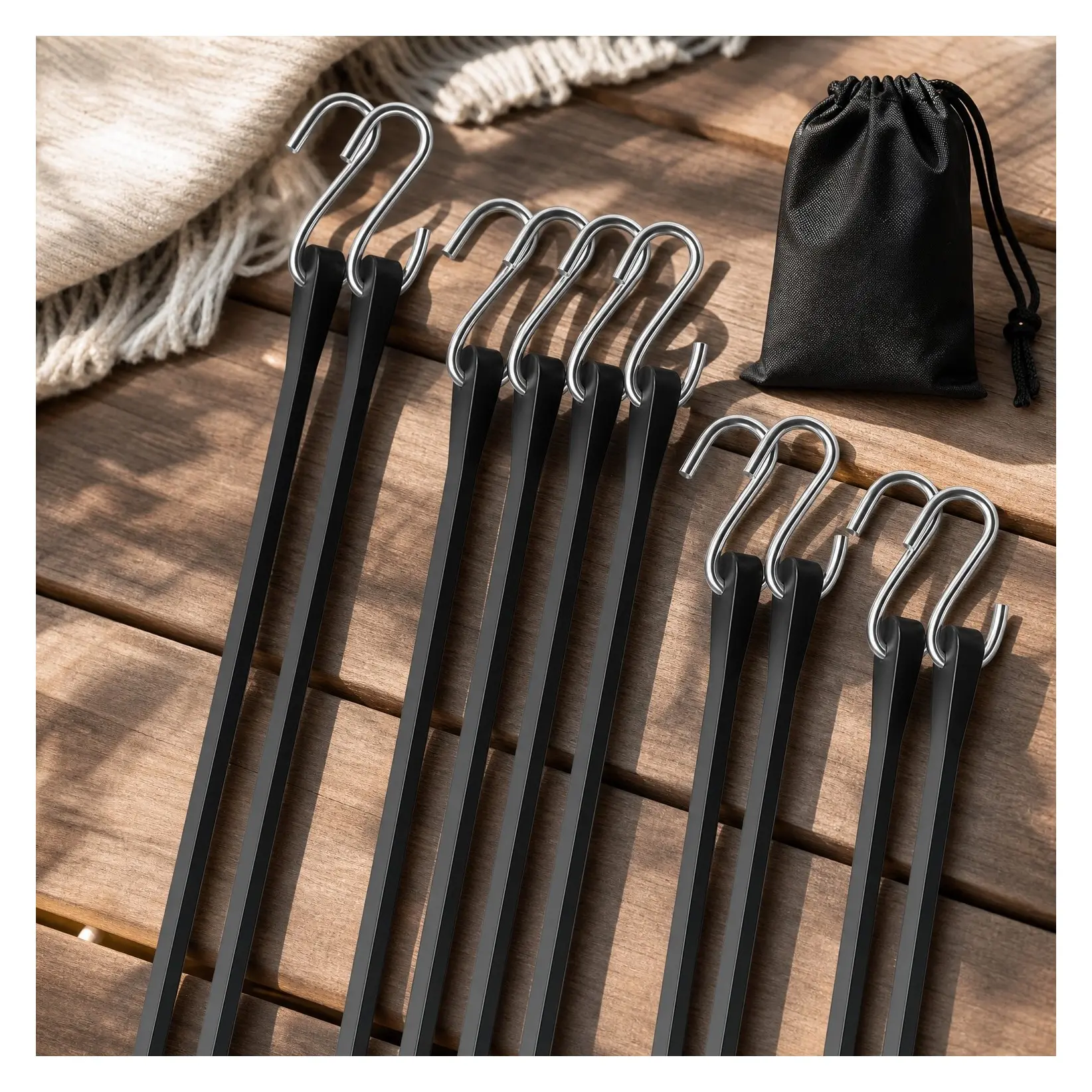 10 Pack Heavy Duty Rubber Bungee Cords with S Hooks (10'', 15", 21", 31") - EPDM Black Bungee Straps, 180 lbs Load, Outdoor Tie Downs for Tarps, Canvases & Cargo in Cold Hot ClimatesGift