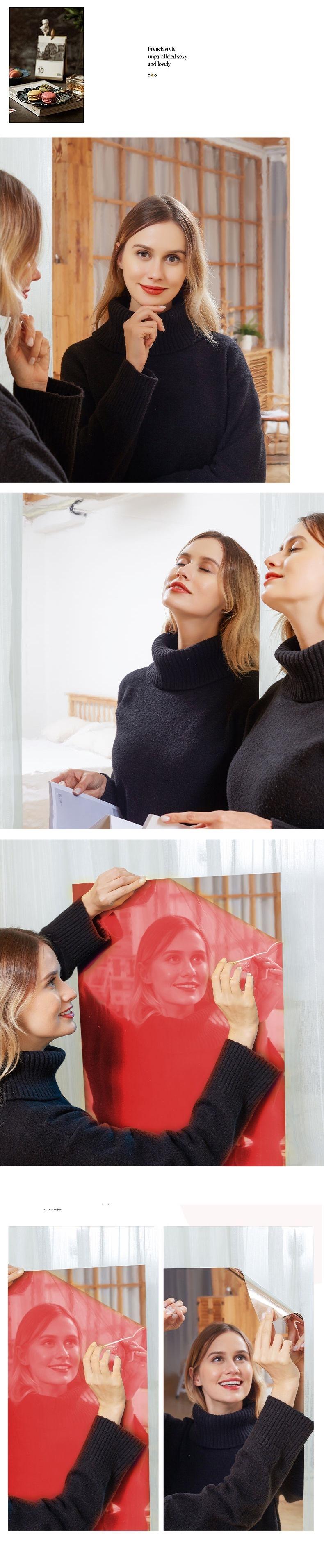 Self-Adhesive Soft Mirror Wall Sticker HD Mirror Surface Paper, Full Length Dress Mirror for Bedroom, Safe Explosion-Proof Mirror Film, Punch-Free Home Wall Decor Mirror Sticker, Cuttable and Easy to Use girl room accessories