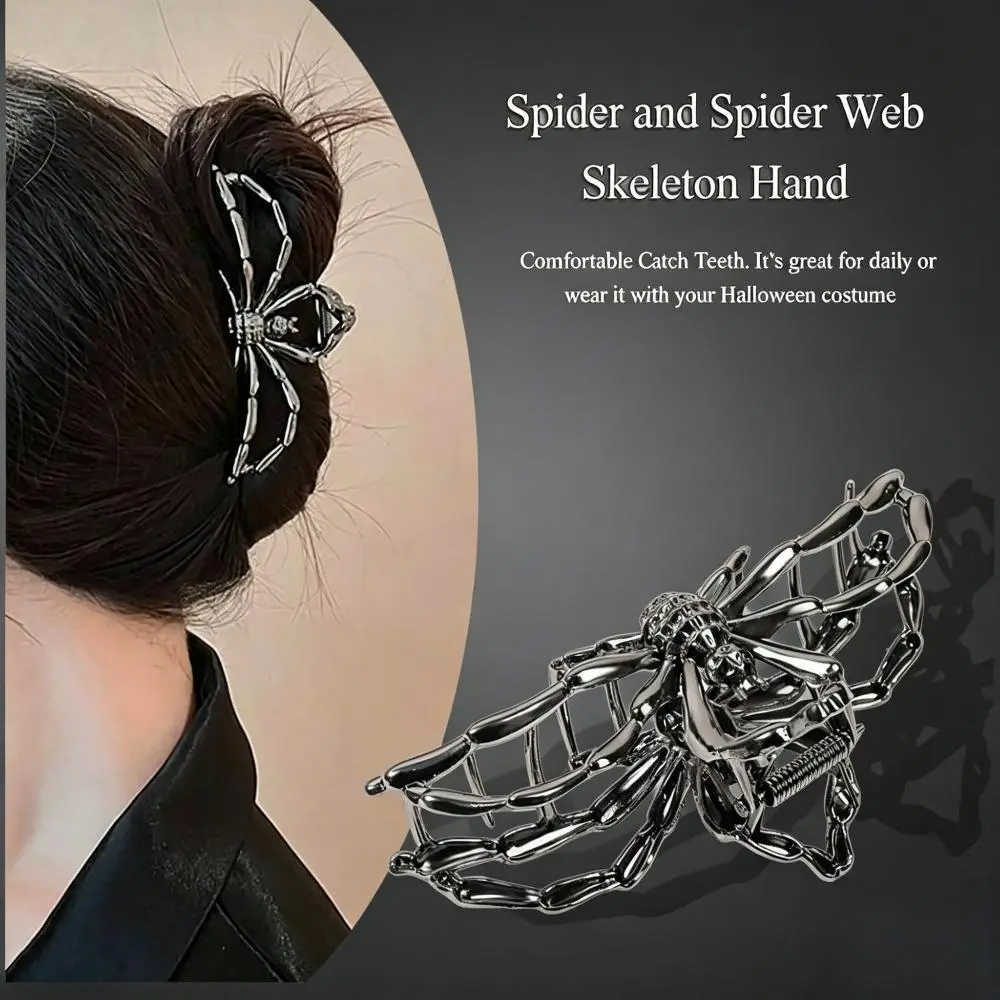 Gothic Skeleton Hand Jaw Clip for Thick Hair - The Coolest Hair Accessory for Dark and Spooky Styles, Large, Metal, Set, Unisex, Dark Goth