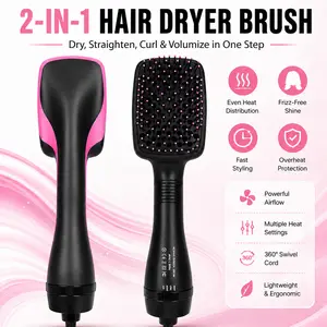 2-in-1 Hair Dryer Brush, Hot Air Brush for Curling & Straightening, Volumizing Blow Dryer Brush for Fast Styling#SummerVibes