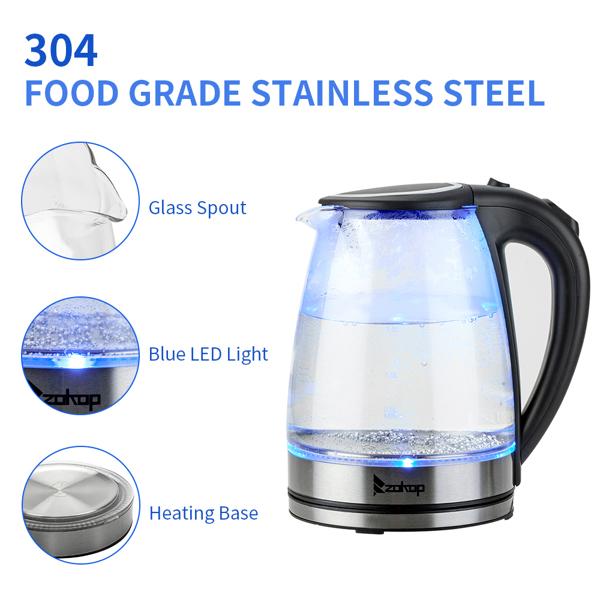 HD-1857-A 110V 1200W 1.8L Electric Glass Kettle US Plug