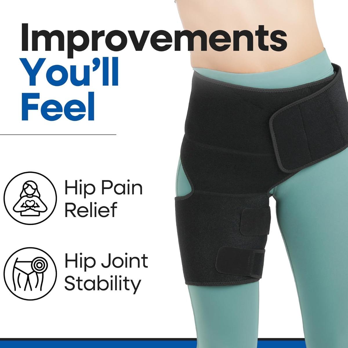 Hip Brace for Sciatica Relief - Compression Support Sleeve, Suitable for Thigh Injuries, Groin Muscle Strains, Hip Flexor Strains, Sacroiliac Joint Pain, and Sciatica - Unisex.