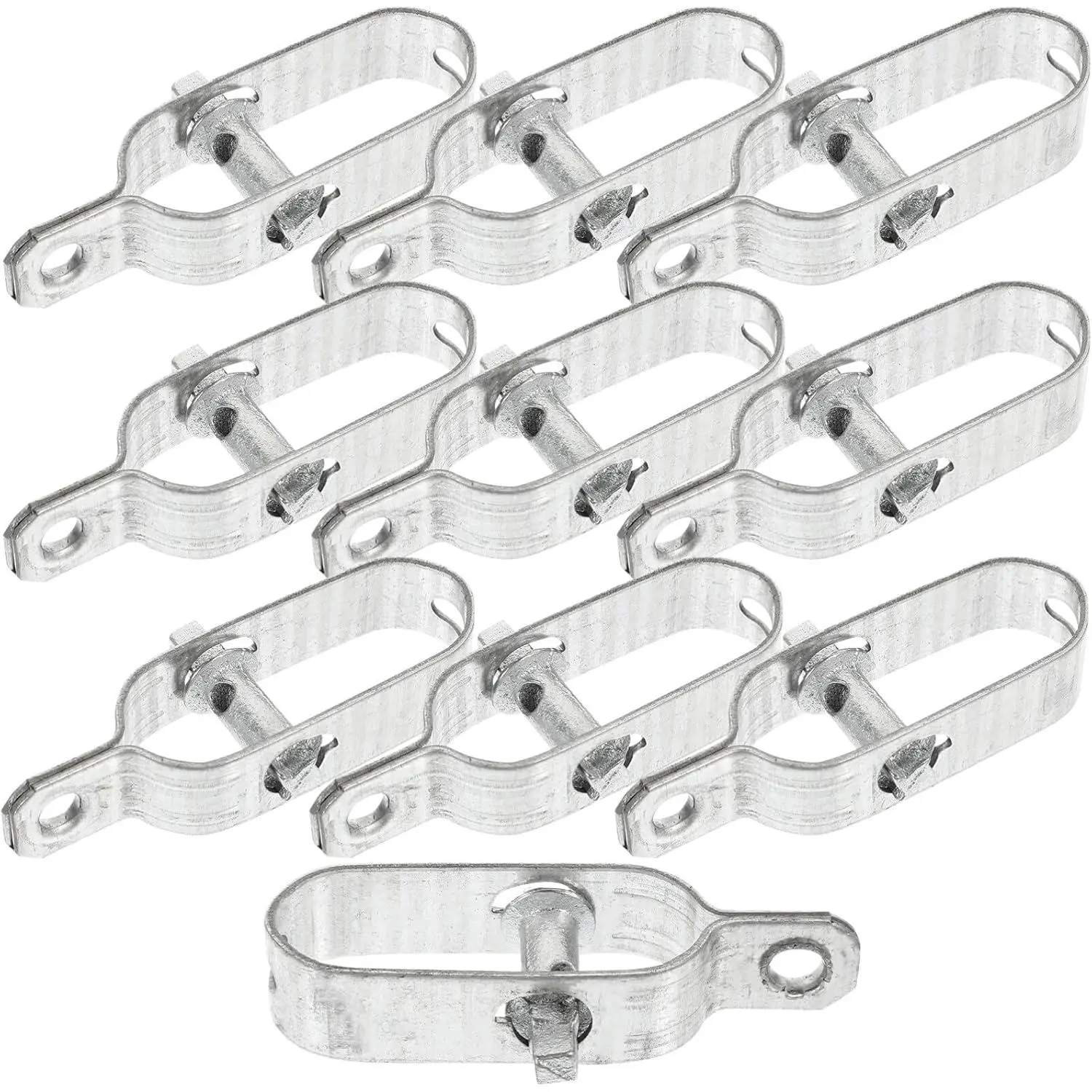 Wire Tensioner, 10Pcs Heavy Duty Galvanized Iron Rope Tighteners Garden Electric Fence and Farm Use, 3 93 X 1 06 X 0 78 Inch, Silver