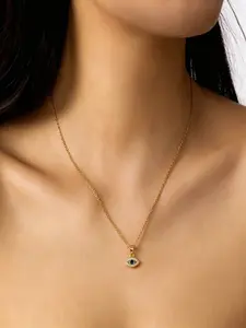 Elegant Women's Necklace for Parties, Unique Devil Eye Pendant, Full Diamond Eyes, Blue Crystal, Boho Style, All Seasons Fashion Accessory