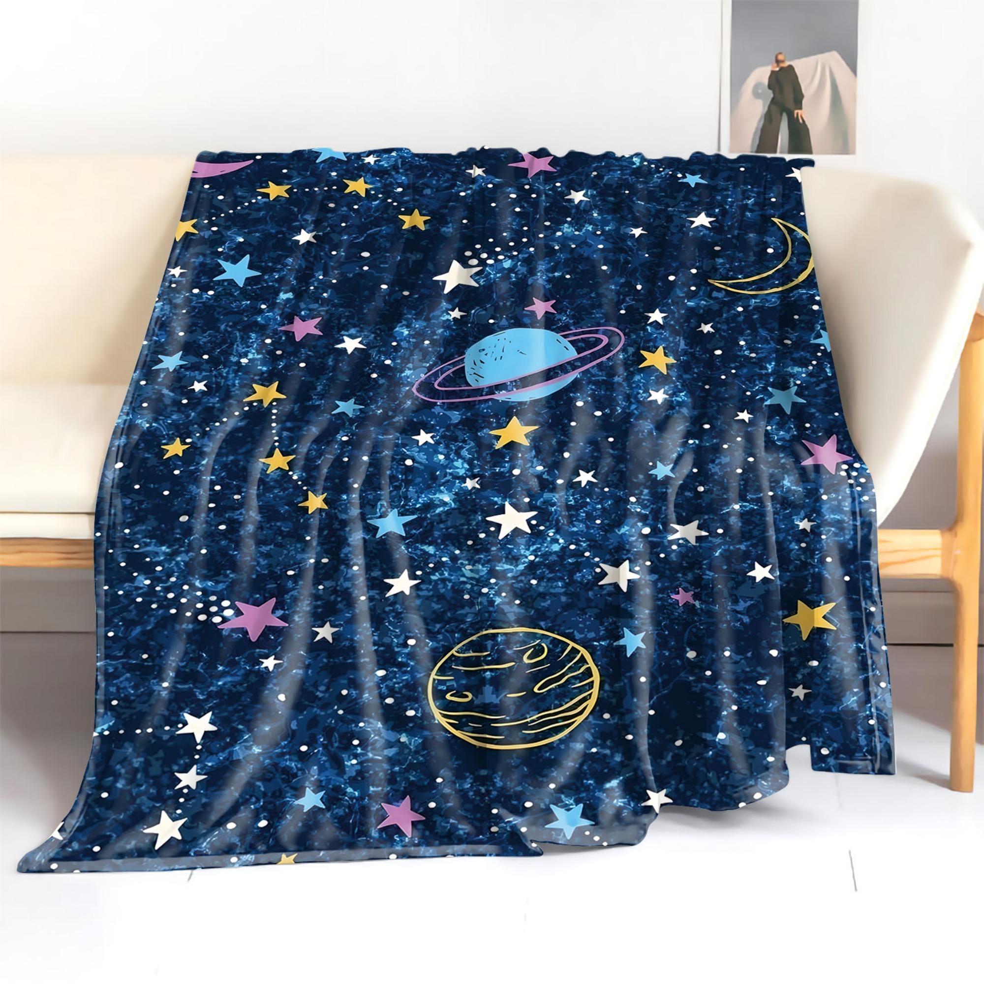 Starry Sky Pattern Blanket, 1 Count Soft Comfortable Throw Blanket, Cool Bedroom Bedding Blankets for Home Office Camping Travel Dormitory