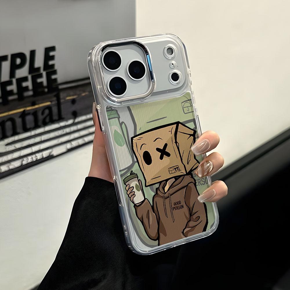 Phone case suitable for Apple iPhone 17 Air 16 15 14 13 12 Pro Max Plus with cartoon characters with square heads