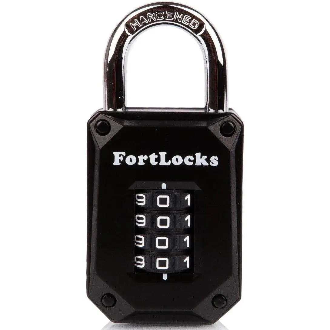 Gym Locker Lock - 4 Digit, Duty, Stainless, and Combination Padlock - Easy to Read Numbers - Resettable and Cut Combo Code - 1 Pack Black|, Duty,, Easy-to-Read Numbers, Combo Lock for Lockers, Sheds & Cabinets, 1-Pack, Black