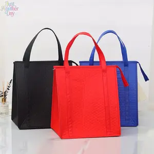 Thickened Non-woven Thermal Insulated Tote Bag with Aluminum Foil Liner, Zipper Closure Portable Handheld Cooler Bag, Leakproof Reusable Grocery Shopping Bag for Picnic, BBQ, Food Delivery & Daily Fresh Food Storage