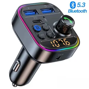 Wireless Bluetooth Car Adapter Bluetooth 5.3 FM Transmitter AUX Radio Receiver MP3 Player Handsfree Call Type-C USB  Car charger