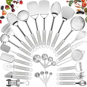 Stainless Steel Kitchen Utensil Set-  28 count Cooking Nonstick Cookware Set with Spatula -  Gadgets Tools Kitchen Accessories