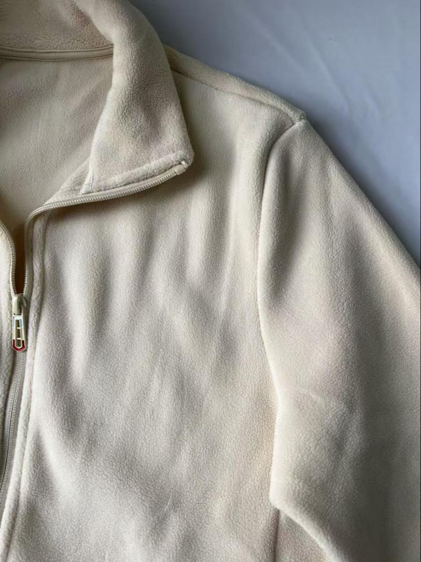 Women's Solid Zip Up Fleece Lined Sports Coat, Casual Long Sleeve Collared Outerwear for Outdoor Activities, Ladies Sportswear for All Seasons