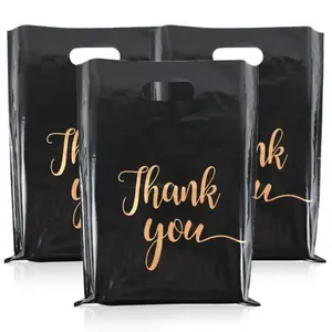 2026 New Thank You Letter Pattern Handheld Plastic Gift Bags, Creative Flat Pocket Treat Bags, Multi-Occasion Gift Packaging Pouches for Wedding, Birthday Party & Graduation Gift Wrapping