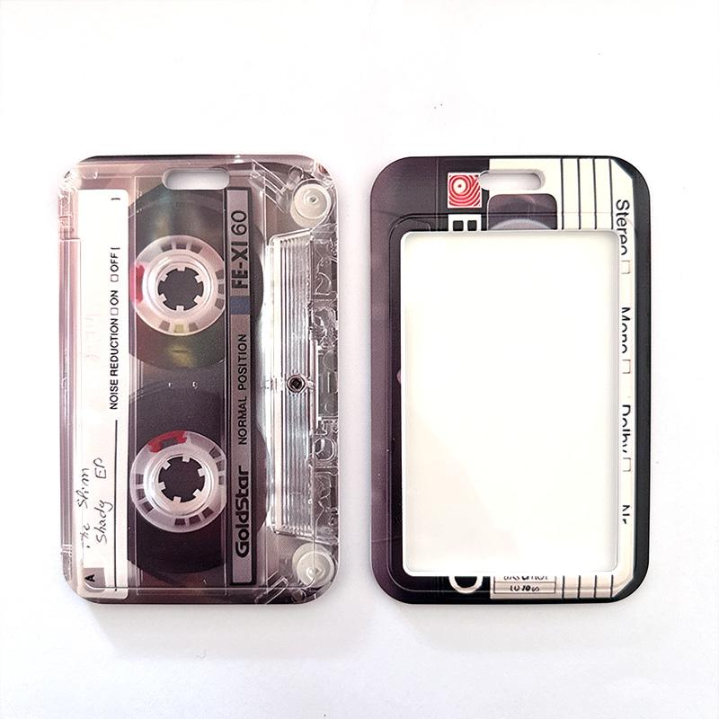 2-pack cassette-style work ID lanyards, access card holder for student meal cards and bus cards to prevent loss, work ID badge holder with lanyard, suitable for female students, teachers, nurses, and office use