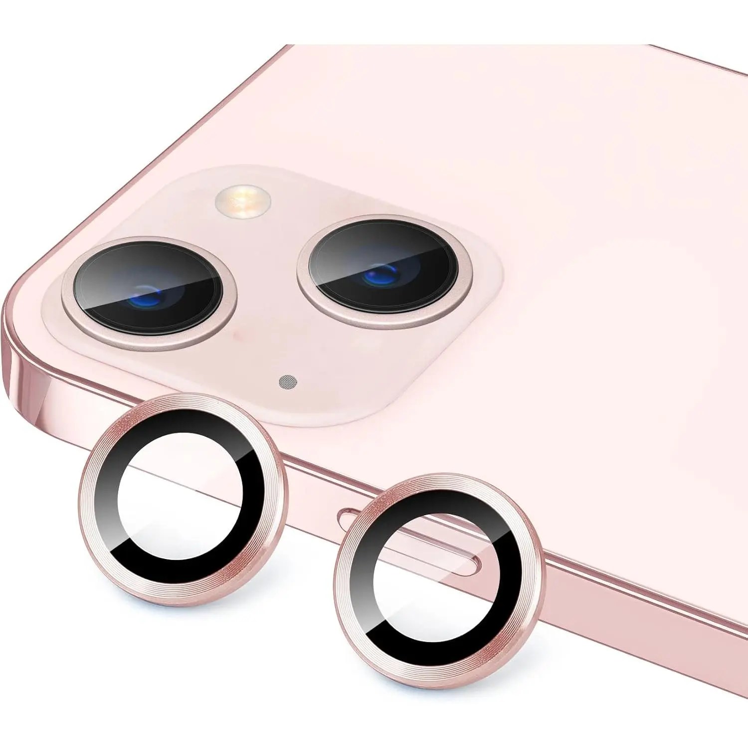 for  13 Mini/ 13 Camera Lens Protector, Anti-Scratch 9H Tempered Glass Metal Camera Screen Protector Shockproof Cover Film Ring -2 Pcs