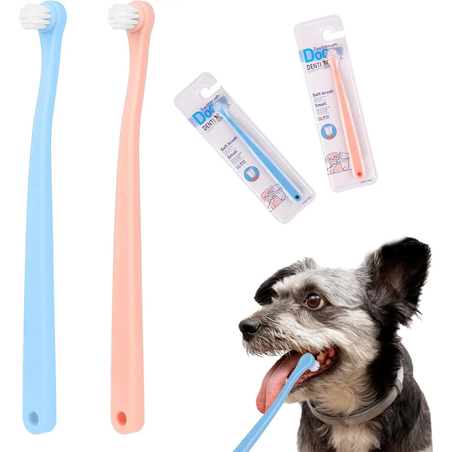 2-Pack Mini Head Pet Toothbrush Set| Ultra Soft Nylon Bristles for Deep Cleaning| Lightweight Non-Slip Handle & Steady Paste Grip| For Puppies Kittens Small Pets| Daily Home Dental Care  Portable Travel Friendly and Easy to Use Pet Supplies