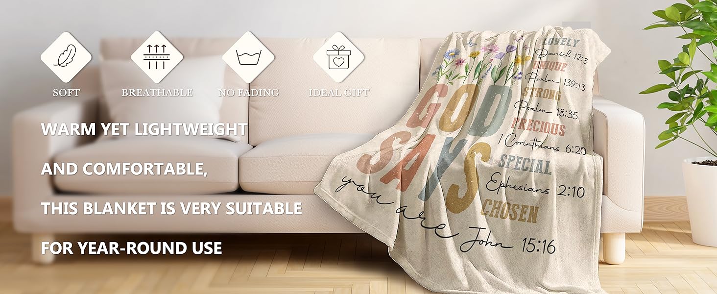 Christian Gifts for Women Birthday - Inspirational Floral Throw, Religious Birthday Gift for Women, Christian Blanket for Mom Sister Friend Girl, Baptism Confirmation Spiritual Gift for Her