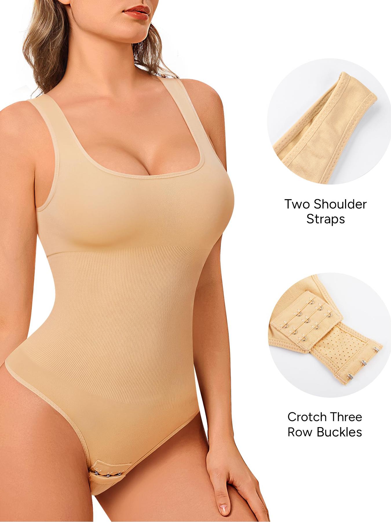 【Plus Size】 Solid Color Shapewear Bodysuit, High Stretch Shaper, Tummy Control Butt Lifter, Ladies Shapewear for All Seasons