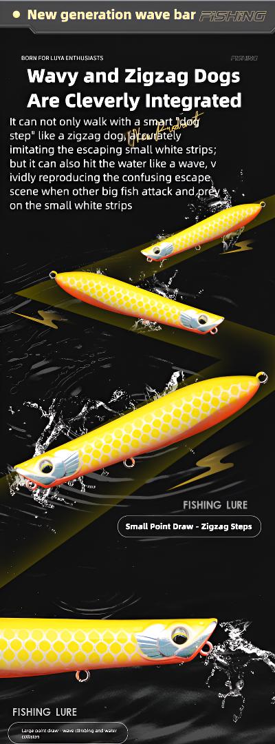 Scarlet Big Fishing Lure P2 Popper Lures with 3D Eyes, Joybait Bait Dog Mud Puppy Fishing Bait Ultra Topwater Saltwater Fishing Lures, Fishing Equipment Including Rod for GT Tuna Bass Large Fish Surf & Offshore Saltwater Fishing#big fishing lure p2