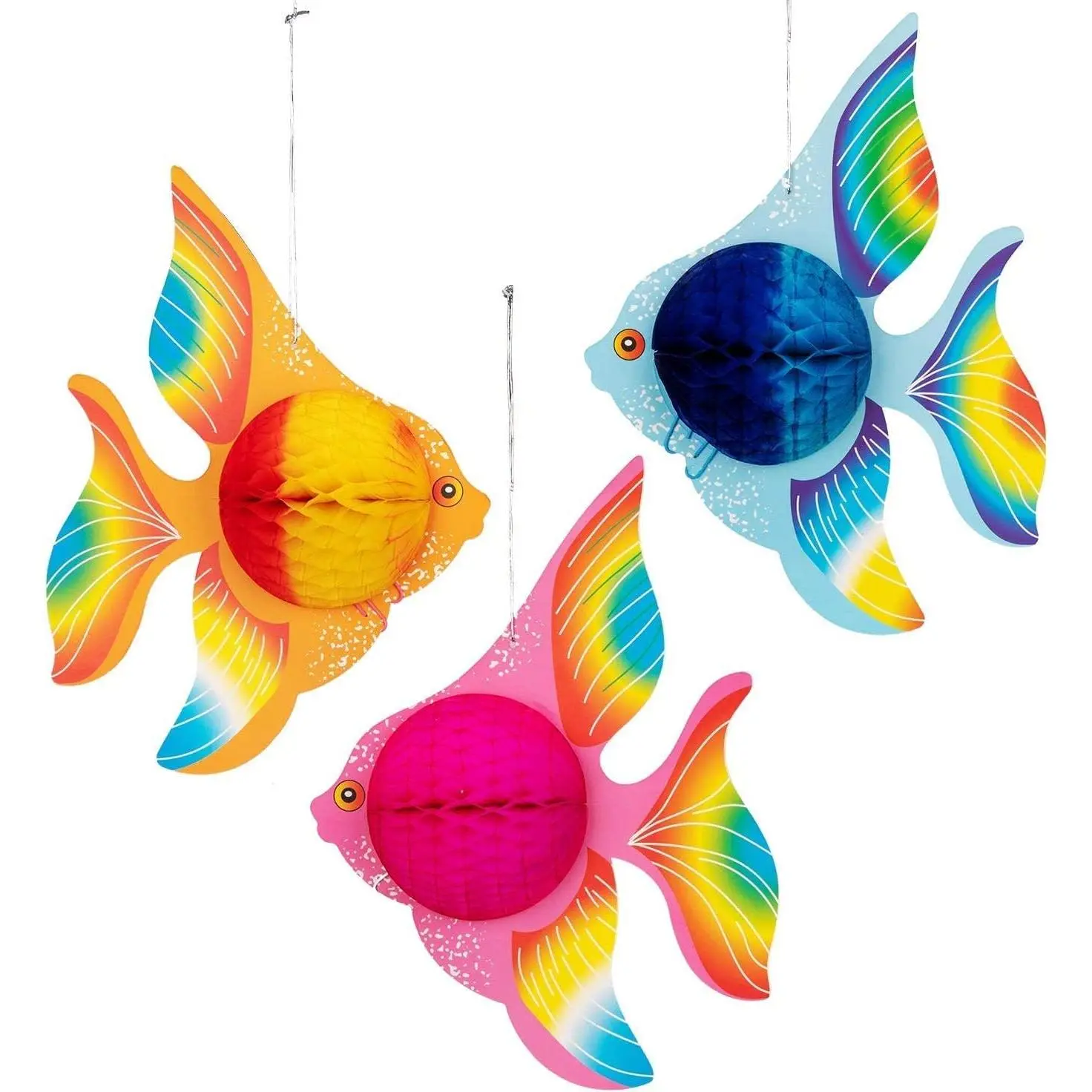 Tropical Fish Party Decorations - 12Pcs Under the Sea Mermaid Luau Hawaiian Themed Kids Birthday Table Centerpiece Supplies